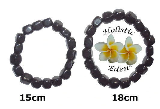Shungite Bracelet Tumbled Cube Crystal Chip Stones, 10 - 6mm Pieces