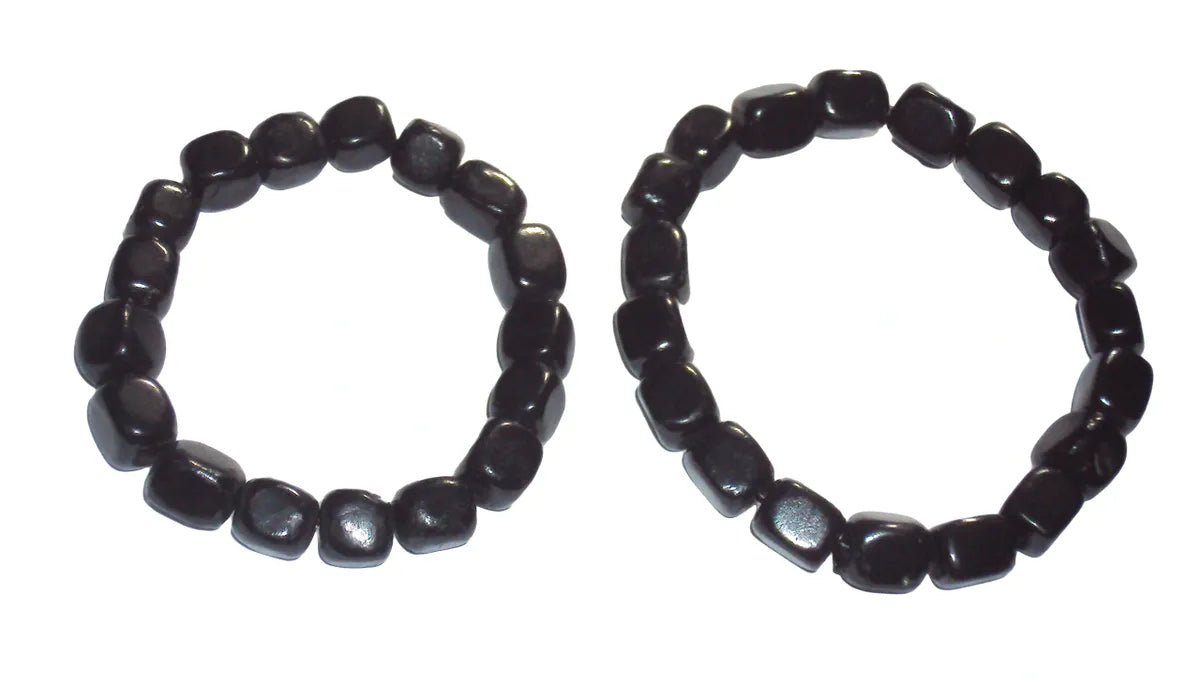 Shungite Bracelet Tumbled Cube Crystal Chip Stones, 10 - 6mm Pieces