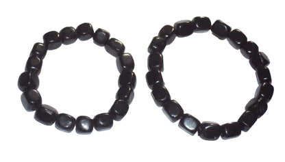 Shungite Bracelet Tumbled Cube Crystal Chip Stones, 10 - 6mm Pieces