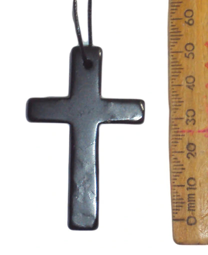 Shungite Cross Pendant Necklace EMF Protection Miracle Healing Stone