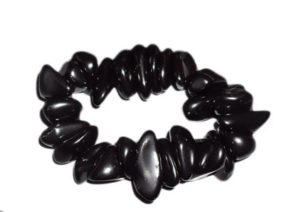Shungite Crystal Bracelet Extra Large Chunky Tumbled Chip Stones, 15-20mm Pieces