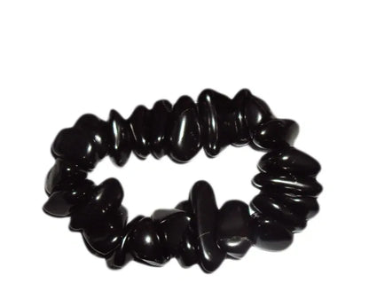 Shungite Crystal Bracelet Extra Large Chunky Tumbled Chip Stones, 15-20mm Pieces