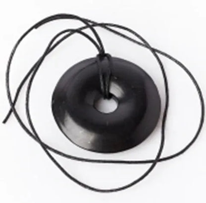 Shungite Donut Pendant Necklace EMF Protection Miracle Healing Stone 22g