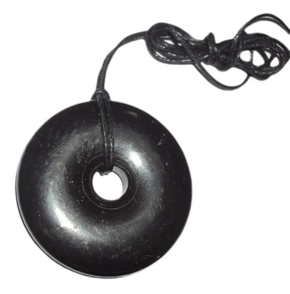 Shungite Donut Pendant Necklace EMF Protection Miracle Healing Stone 22g