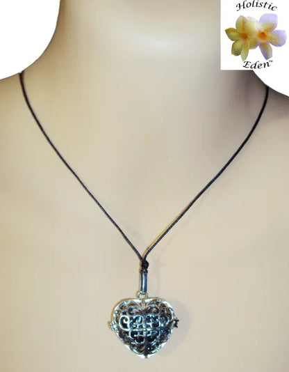 Shungite Feligree Heart Pendant Necklace EMF Protection Miracle Healing Stone