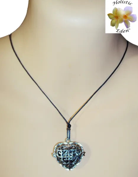 Shungite Feligree Heart Pendant Necklace EMF Protection Miracle Healing Stone