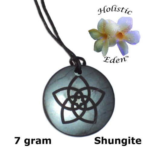 Shungite Flower Pendant Necklace EMF Protection Miracle Healing Stone 7g