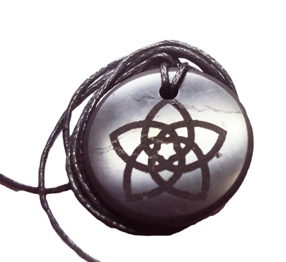 Shungite Flower Pendant Necklace EMF Protection Miracle Healing Stone 7g