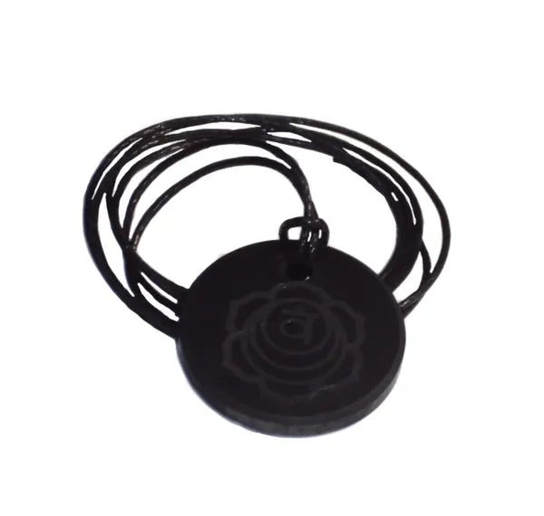 Shungite Flower Pendant Necklace EMF Protection Sacral Charkra Healing Stone
