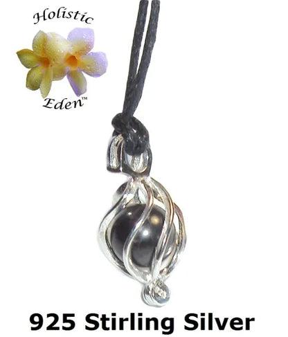 Shungite Pendant 925 Stirling Silver Necklace Locket Cage