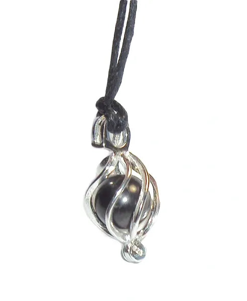 Shungite Pendant 925 Stirling Silver Necklace Locket Cage