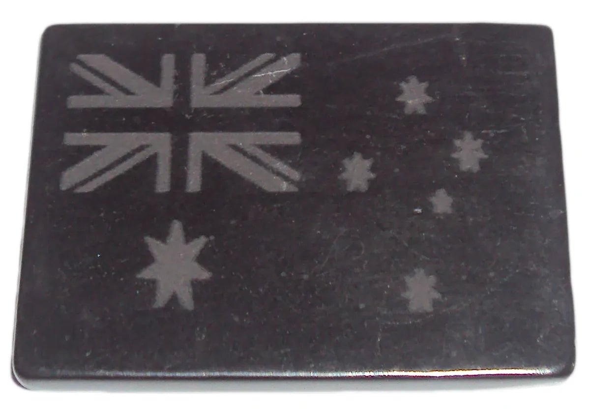 Shungite Phone Plate, Aussie Flag Mobile Phone EMF Protection Plate 30mm x 40mm Polished