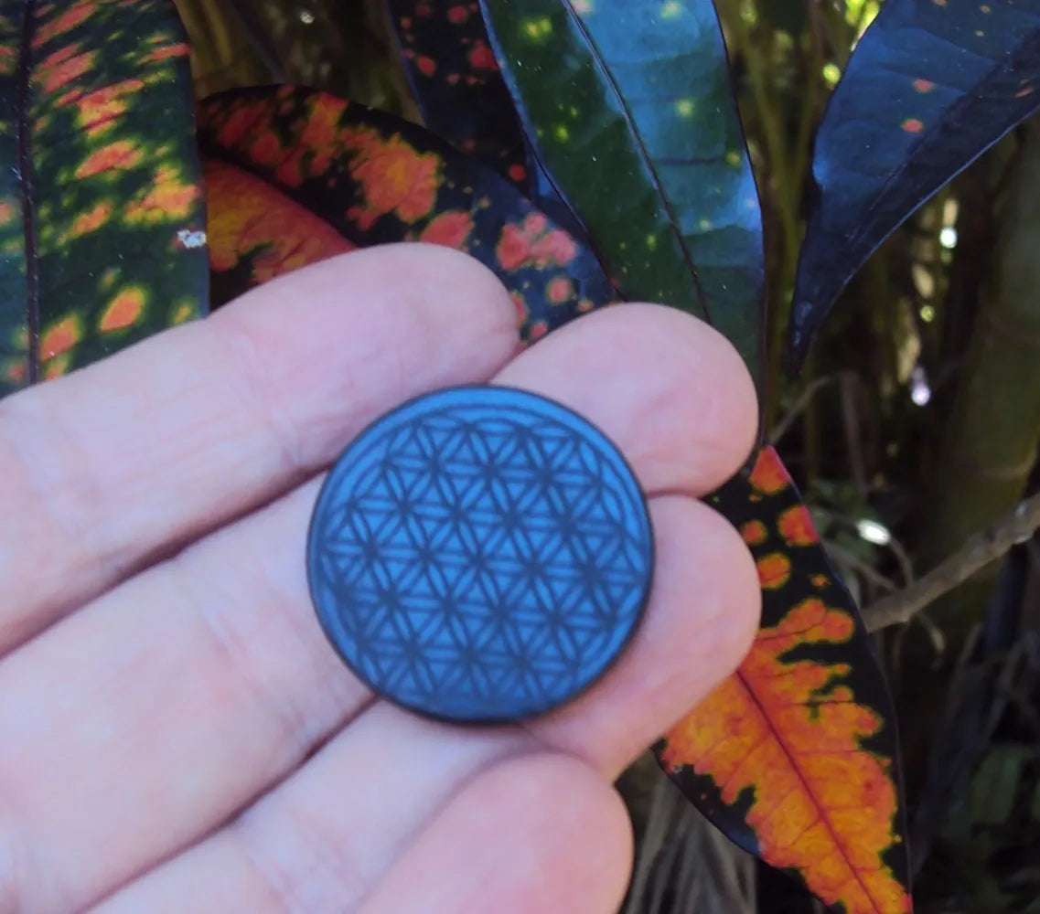 Shungite Phone Plate, FLOWER OF LIFE Mobile Phone EMF Protection Plate 30mm Disk