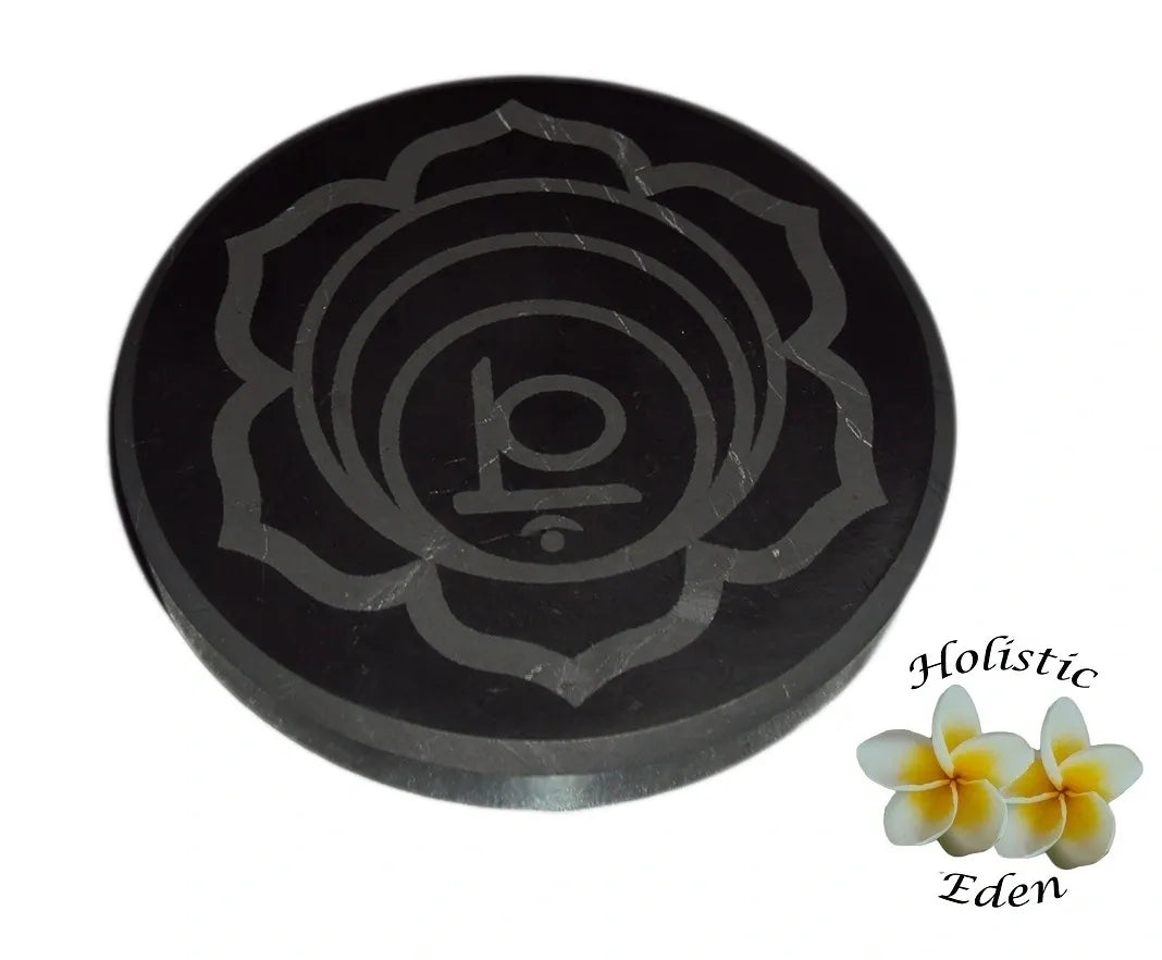 Shungite Plate EMF Protection Phone Modem Router Coaster, Stand Lotus Flower