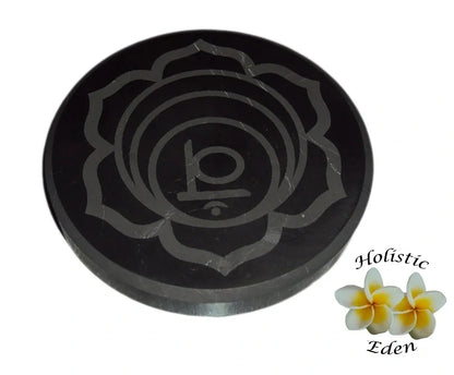 Shungite Plate EMF Protection Phone Modem Router Coaster, Stand Lotus Flower