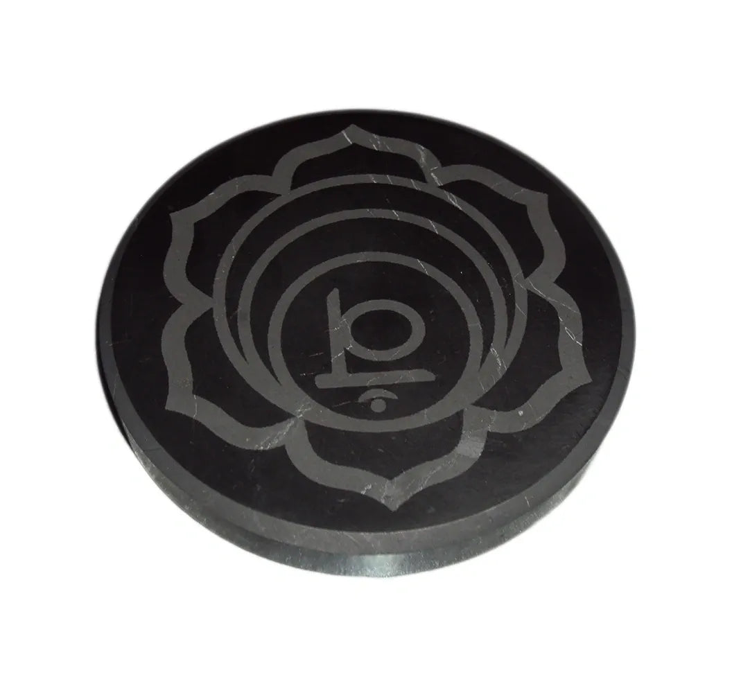 Shungite Plate EMF Protection Phone Modem Router Coaster, Stand Lotus Flower