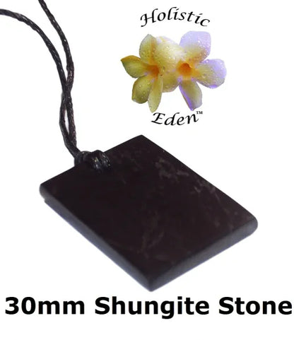 Shungite Rectangle Pendant Necklace EMF Neutralising Healing Stone Water Purify