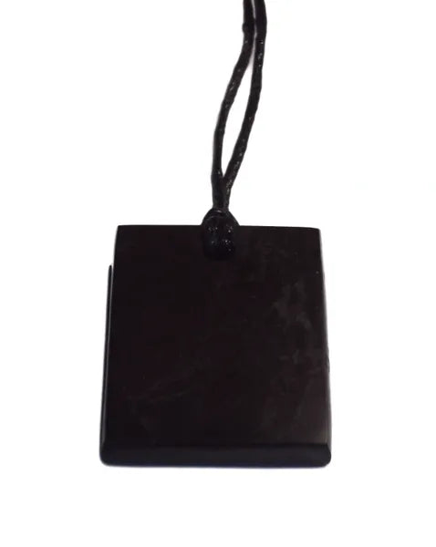 Shungite Rectangle Pendant Necklace EMF Neutralising Healing Stone Water Purify
