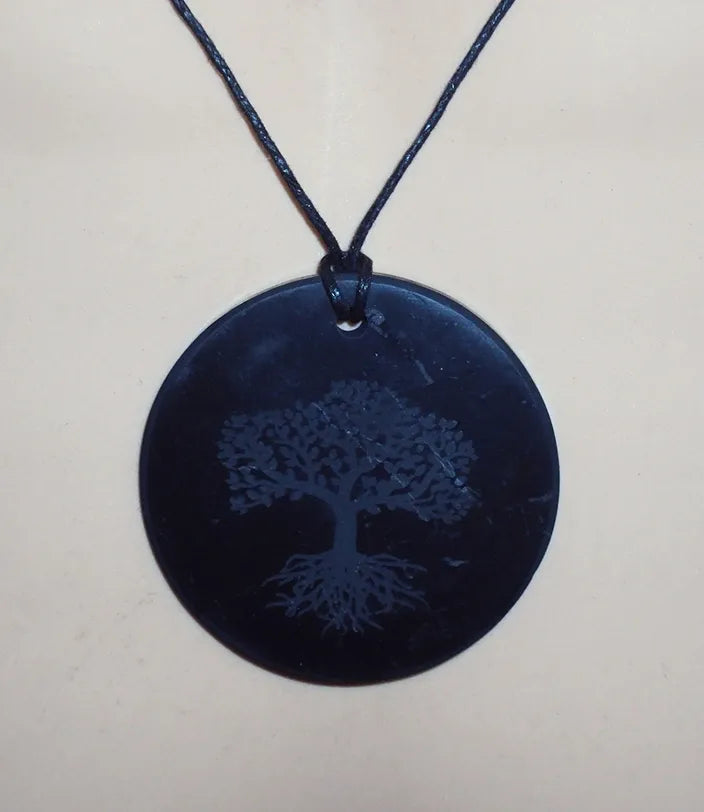 Shungite Tree of Life Pendant Necklace EMF Protection Miracle Healing Stone 19g