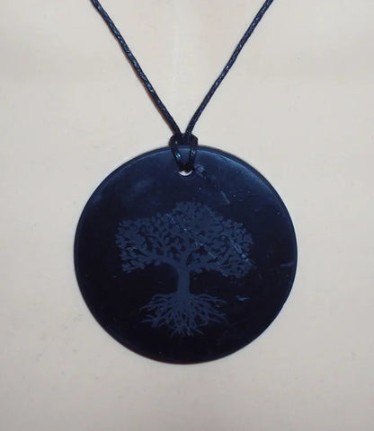 Shungite Tree of Life Pendant Necklace EMF Protection Miracle Healing Stone 19g