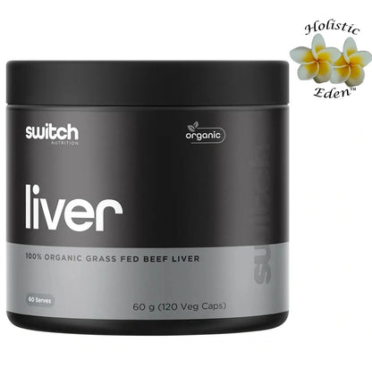 Switch Liver 100% Pure, Organic Grass Fed Beef Liver 60 Caps