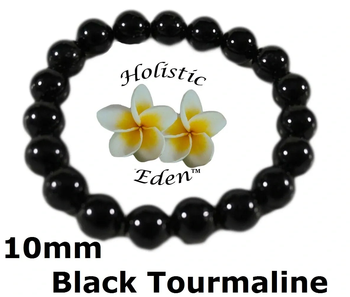Tourmaline Bracelet 10mm Beads Black Tourmaline Bracelet EMF PROTECTION Crystal