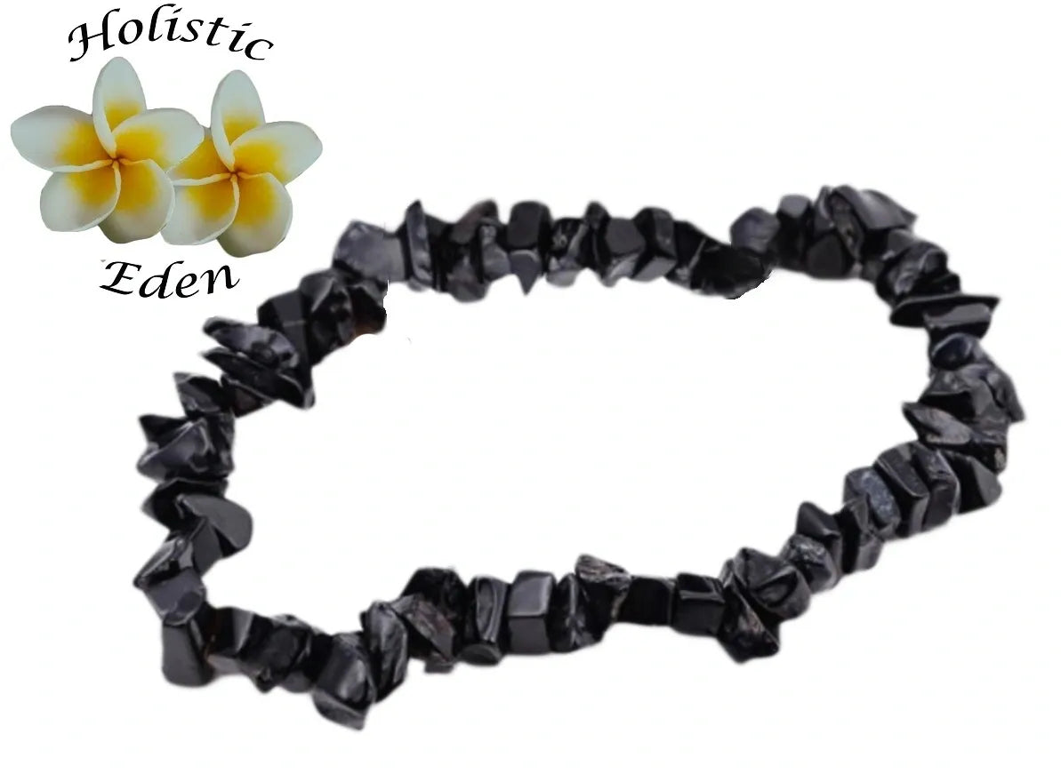 Tourmaline Bracelet, EMF Protection Black Tourmaline Natural Crystal Stone Beads