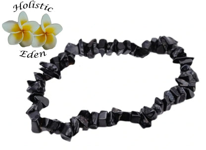 Tourmaline Bracelet, EMF Protection Black Tourmaline Natural Crystal Stone Beads