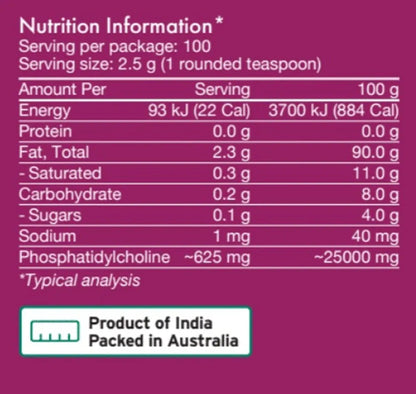 Wonder Foods Sunflower Lecithin Powder 250g Cognitive Function GMO FREE, VEGAN