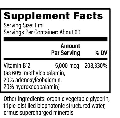 vitamin B 12 2oz (60ml) Liquid equiv 5000mcg Methylcobalamin